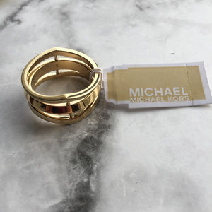 MICHAEL KORS Knife Edge Gold Tone Modern Ring 8